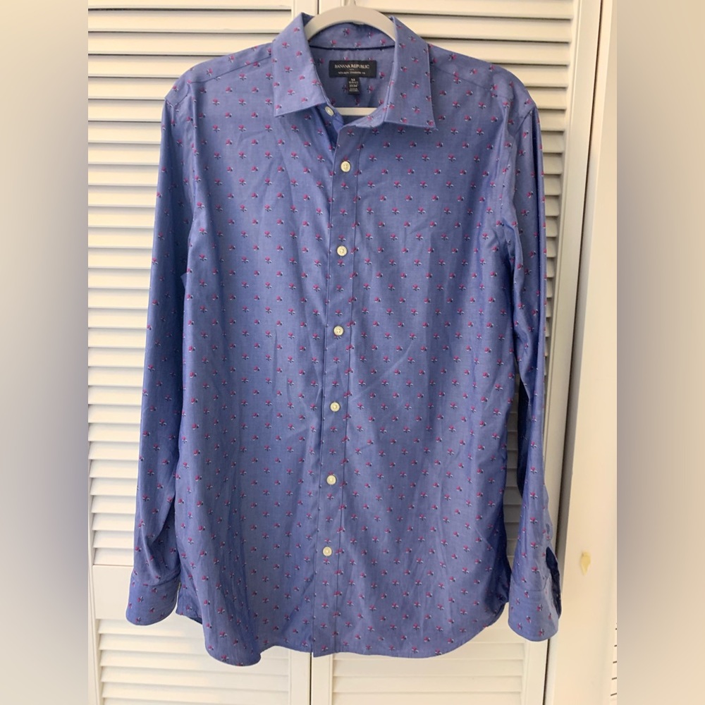 Banana Republic Button Up Flower Dress Shirt - M
